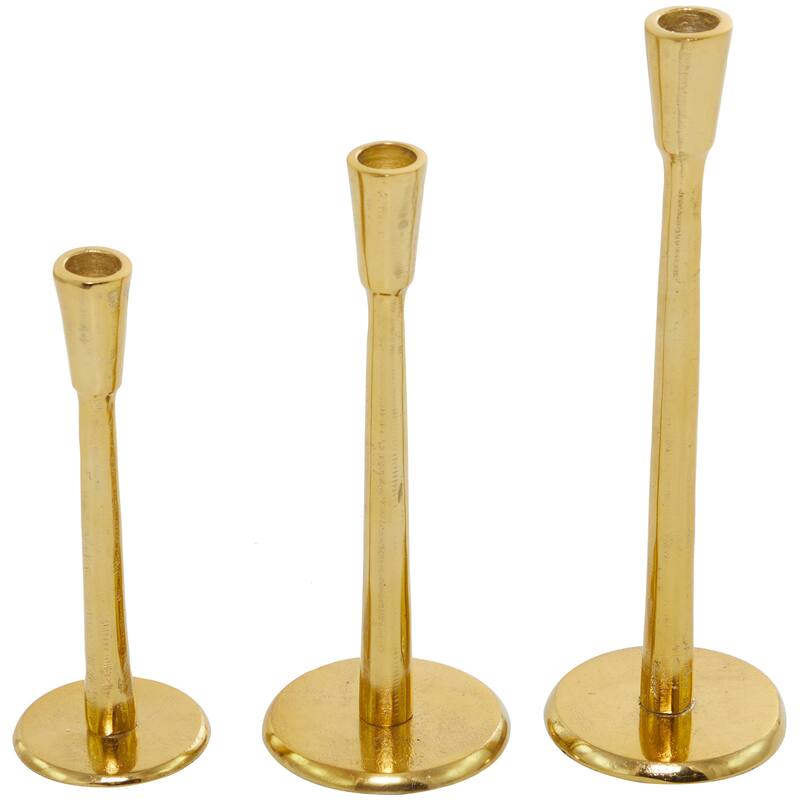 Gold or Silver Aluminum Metal Tapered Candle Holder (Set of 3)