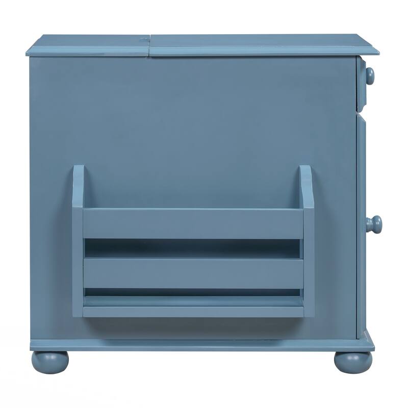 End Table Flip Top Side Table with USB Ports, One Multifunctional Drawer with cup holders, Sofa Couch Table with Bookshelf