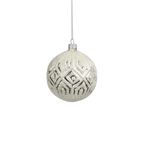 4" Glittered Silver Glass Ornaments, Set of 6. Opens flyout.