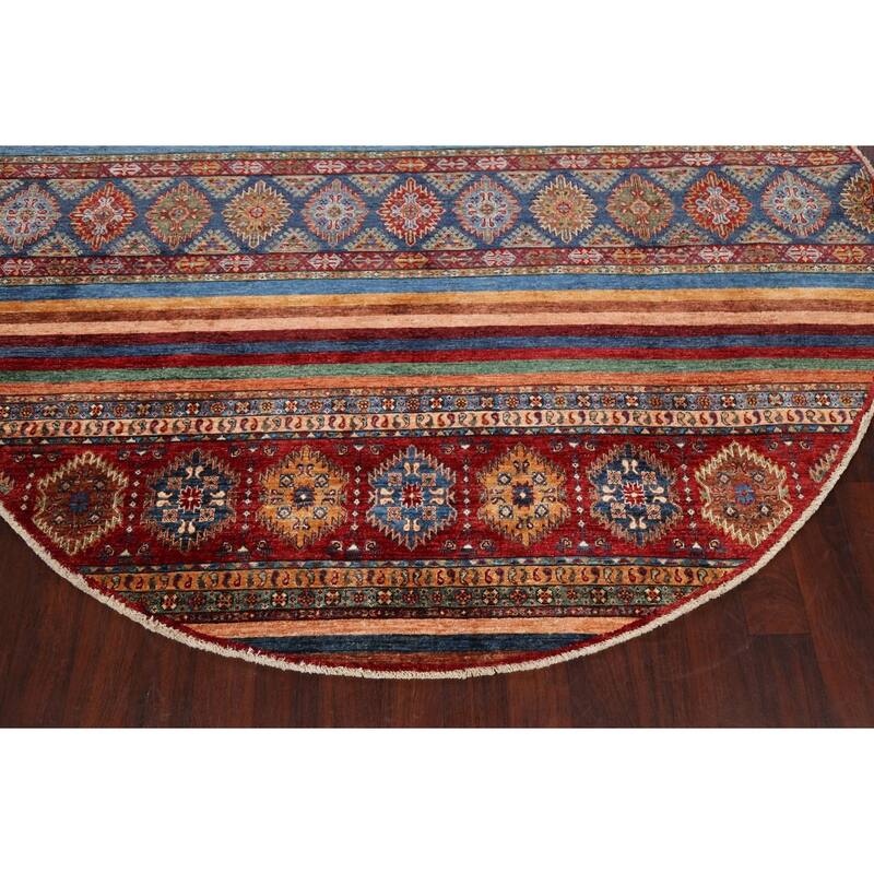 Vegetable Dye Kazak Oriental Wool Area Rug Hand-knotted Office Carpet - 8'0" x 8'0" Round