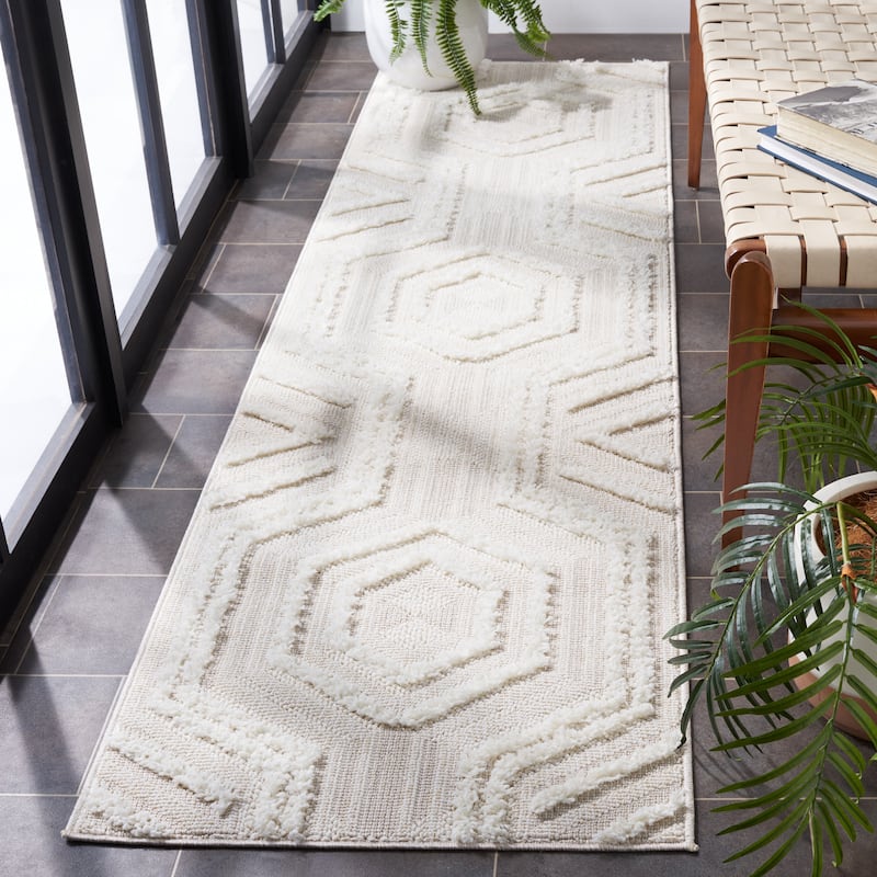 SAFAVIEH Trends Delilah Mid-Century Modern Rug - 2'2" x 7' Runner - Beige/Ivory