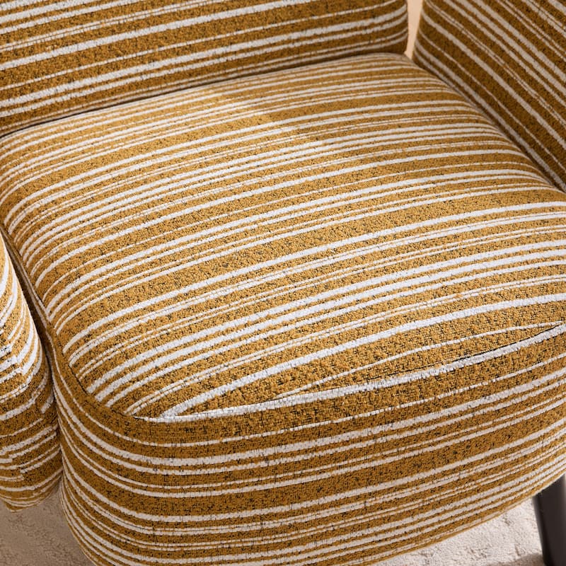 Boucle Upholstered Lounge Armchair, Reading Chair with Side Storage Pocket, Single Sofa Chair with Solid Wood Legs