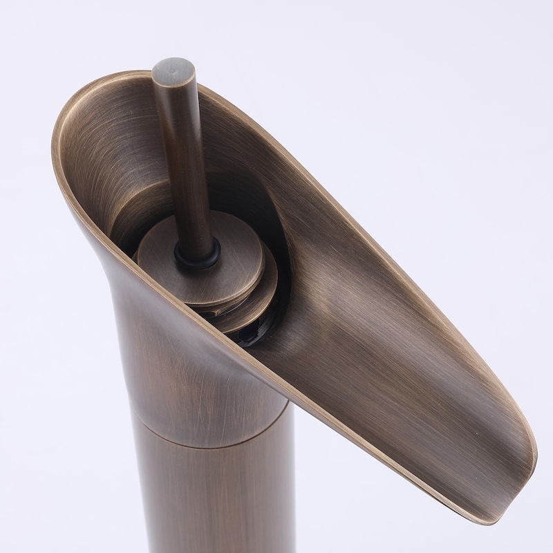 12.4"H Solid Brass Waterfall Single Handle Single Hole Bathroom Faucet
