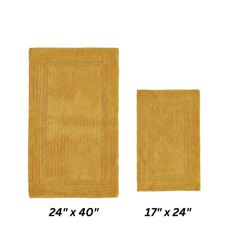 Better Trends Bath Rugs Set 100% Cotton Reversible Water Absorbent Bathroom Rug for Shower, Sink, Bath Mats - Lux Collection