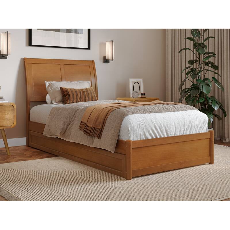 Andorra Platform Bed with Panel Footboard and Twin XL Trundle