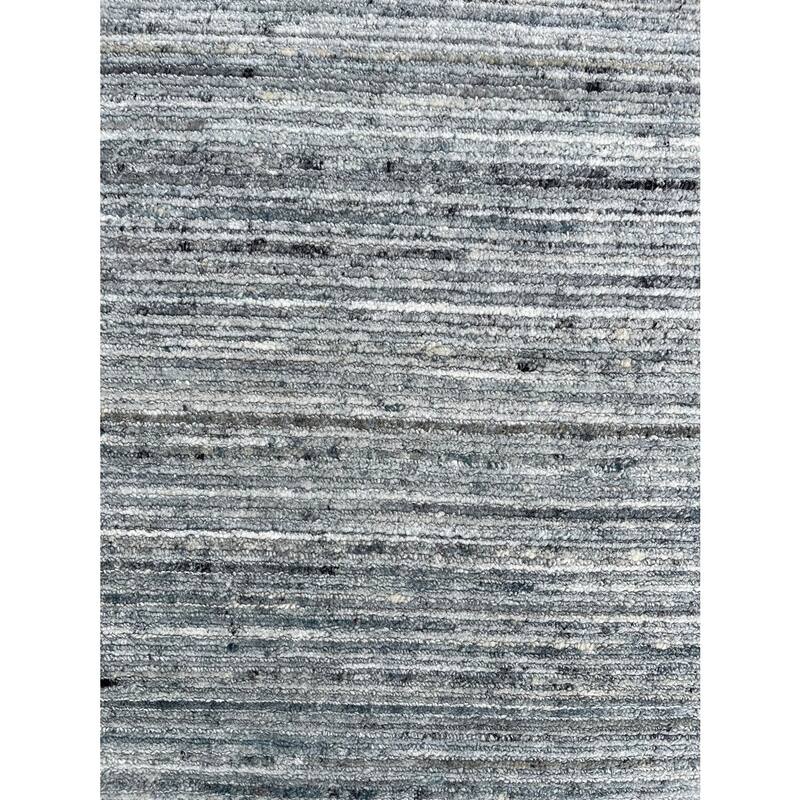 Natural Grey Hand-Knotted Wool Modern Lori Baft Gabbeh Solid Color Rug, 10' x 14', plush elegant accent - L