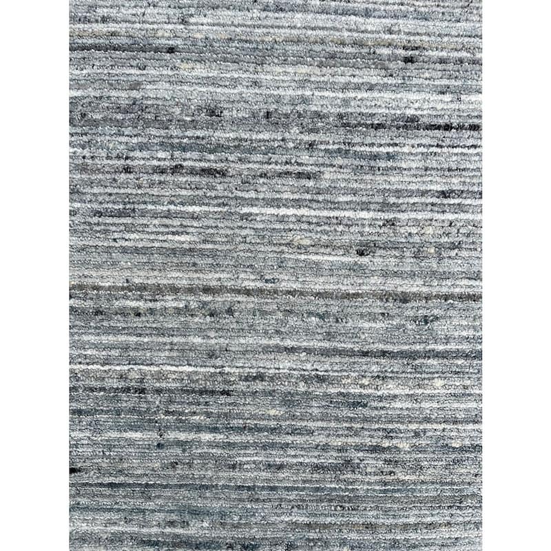 Natural Grey Hand-Knotted Wool Modern Lori Baft Gabbeh Solid Color Rug, 6' x 9', soft cozy area rug - L