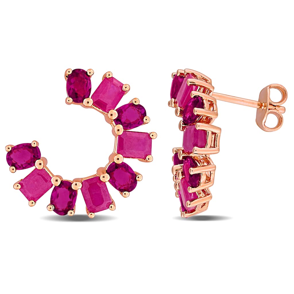 Miadora Multi-Gem Curved Stud Earrings Sterling Silver