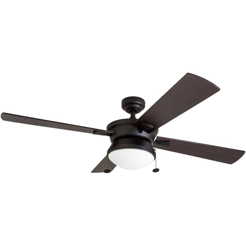 52" Prominence Home Auletta Matte Black Contemporary Indoor/Outdoor Ceiling Fan with Light, Pull Chain
