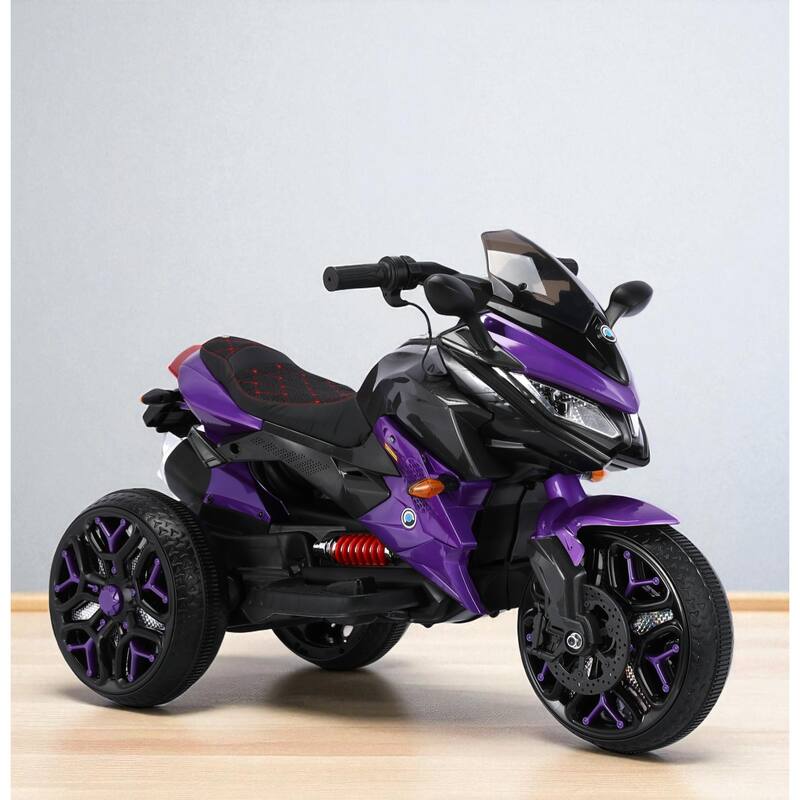 Battery Powered Kids 12V Motorcycle, Ride-On Toy with Lighting Wheels, Music, Training Wheels, and Manual Throttle