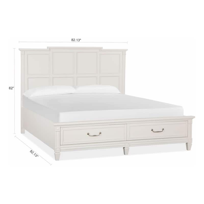 Magnussen Home Willowbrook Egg Shell White With Slight Rub Through Panel Storage Bed