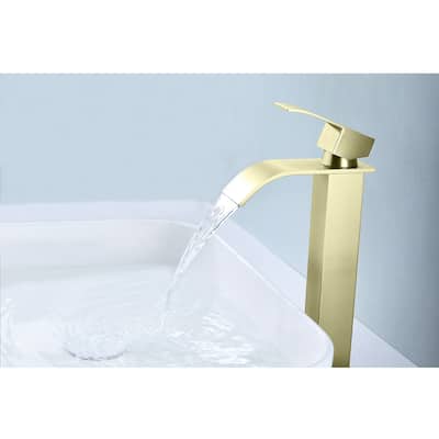 Single Handle Waterfall Bathroom Sink Faucet with Adjustable Water Flow and Temperature, Corrosion and Rust Resistant