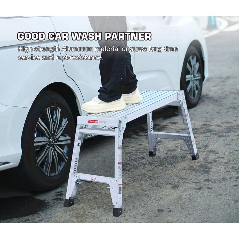 Aluminum Work Platform: Large Size Step Stool Folding Portable Work Bench