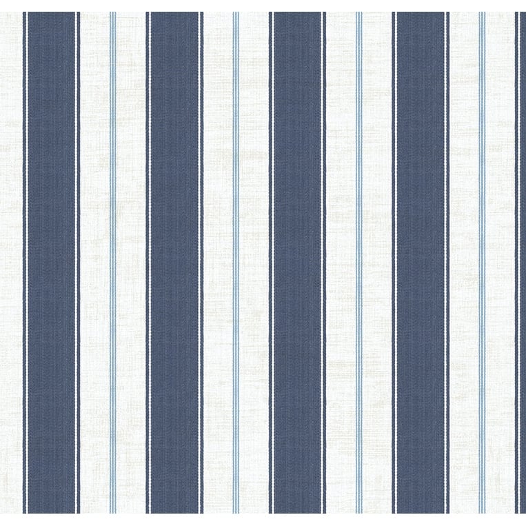 Seabrook Designs Nantucket Stripe Unpasted Wallpaper - 20.5 in. W x 33 ft. L - Navy
