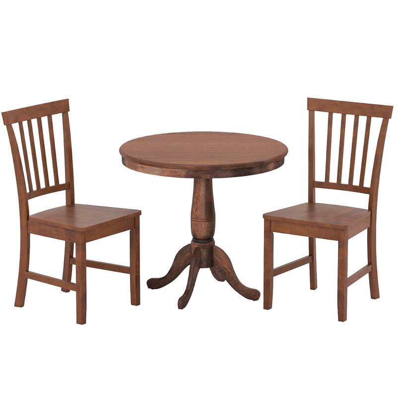 Gymax 3-Piece Dining Kitchen Table Dining Set Mid-Century Round