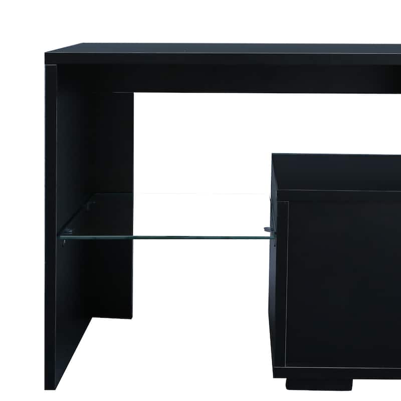 63" TV Stand with LED, Drawers & Open Shelves for TVs Up to 60"