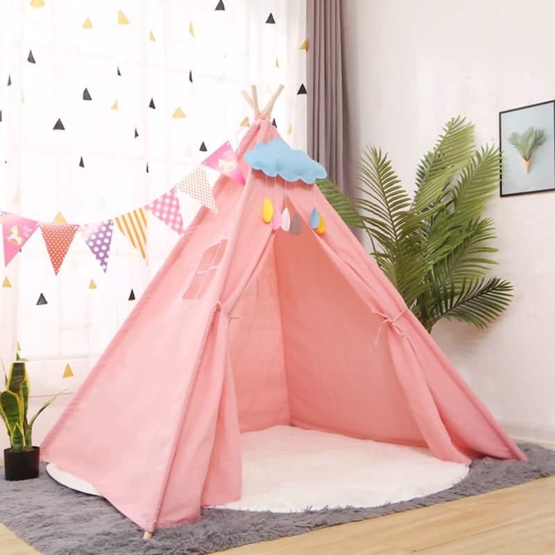 Indoor Dollhouse Indian Play Tent Children Teepee Tent - 47 in. x 47 in.x 52 in.