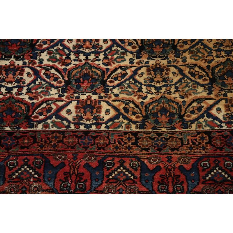 Hand Knotted Oriental 100% Wool Carpet Traditional Floral Beige & Ivories Bidjar Area Rug - 6' 11'' X 5' 0''