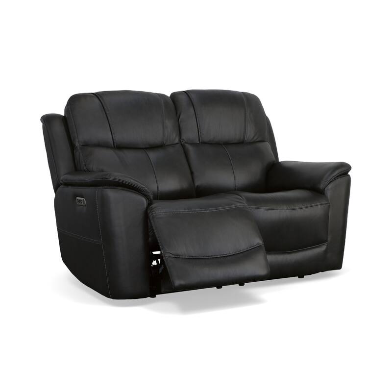 Crew Top Grain Leather Power Reclining Loveseat with Power Headrests & Lumbar