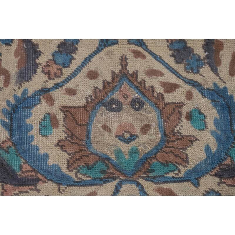 Over-Dyed Tabriz Persian Vintage Area Rug Handmade Beige Wool Carpet - 6'9"x 9'1"