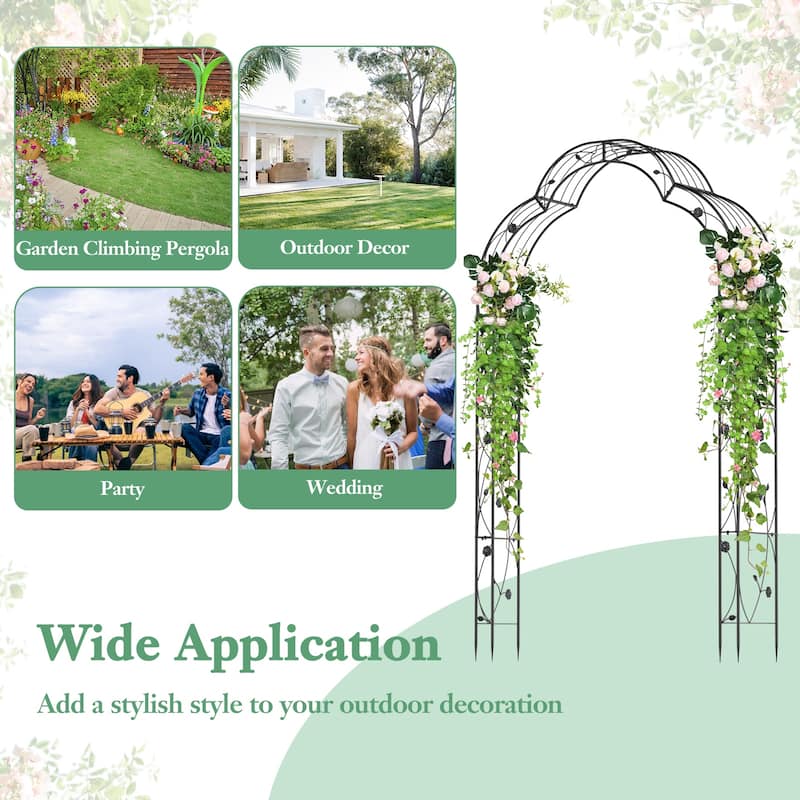 Gymax 99'' Tall Garden Arch Arbor Trellis w/6 Combination Ways & 2