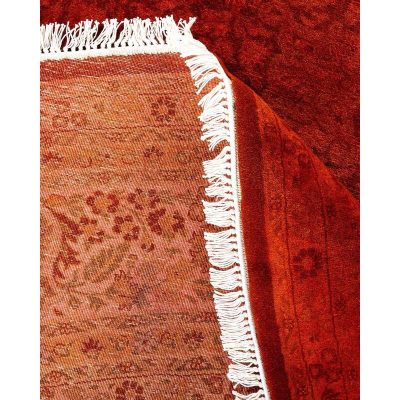 Fine Vibrance, One-of-a-Kind Hand-Knotted Area Rug - Orange, 8' 1" x 8' 1" - 8' 1" x 8' 1"