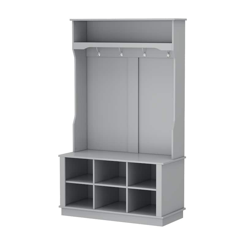 Cubby Wide Hall Tree With Bench Coat Hook 17.3" D x 39.8" W x 67.1" H