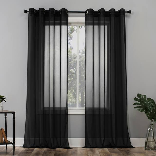 No. 918 Emily Voile Sheer Grommet Curtain Panel- Single Panel - 59x95 - Black