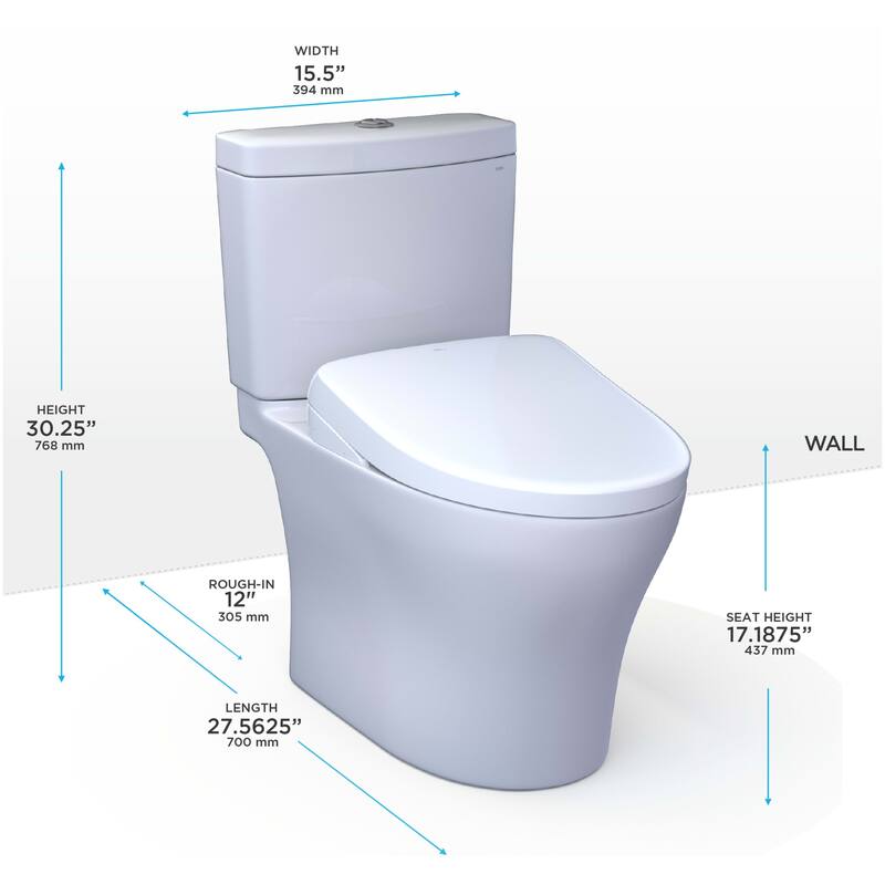 Toto MW4464736CEMFGNA#01 Aquia IV 0.9 / 1.28 GPF Dual Flush Two Piece Elongated Chair Height Toilet
