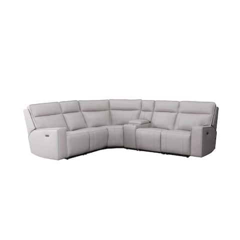 Abbyson Layton Top Grain Leather Power Reclining Sectional