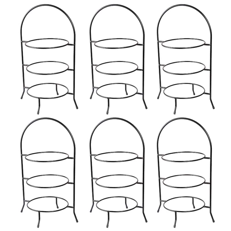 Creative Home Iron Works 3-tier Dinner Plate, Serving Rack Set (Set of 6) - Black - 6 Piece