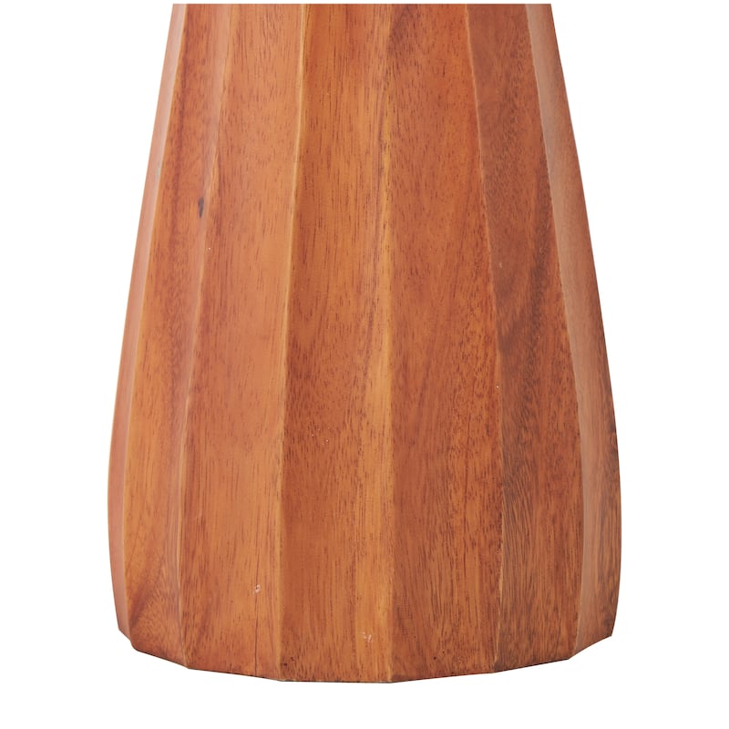 Brown Wood Handmade Tall Pleated Hourglass Floor Vase