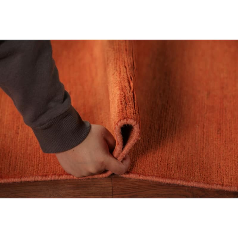 Orange Gabbeh Modern Rug Hand-Knotted Contemporary Wool Carpet - 3'10" x 5'10"