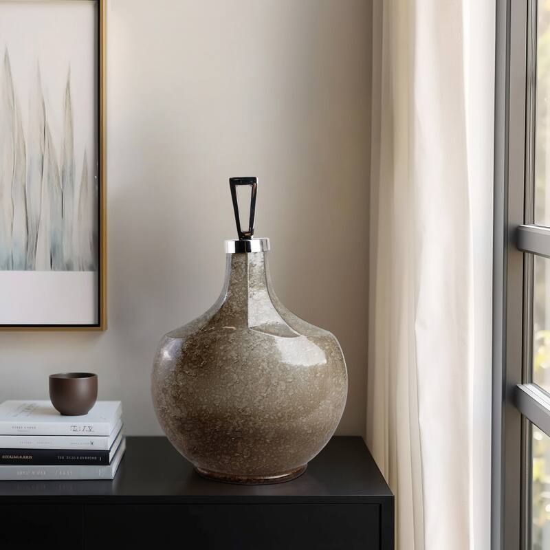 Glass Vase Handmade Decorative Accent Sculpture Artistic Display - 13" x 6" x 20"