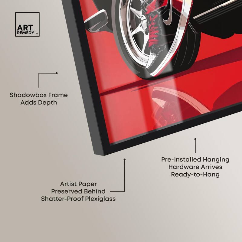 Red Bold Sneaker and Car Shadowbox by Art Remedy