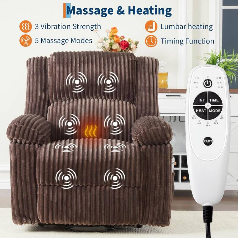 Electric Power Lift Recliner Sofa Chair, Heat and Massage for Living Room, Bedroom