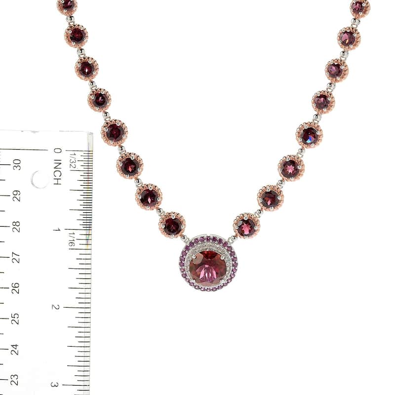 Pinctore Sterling Silver 18" 20.59ctw Multi-Gemstone Necklace