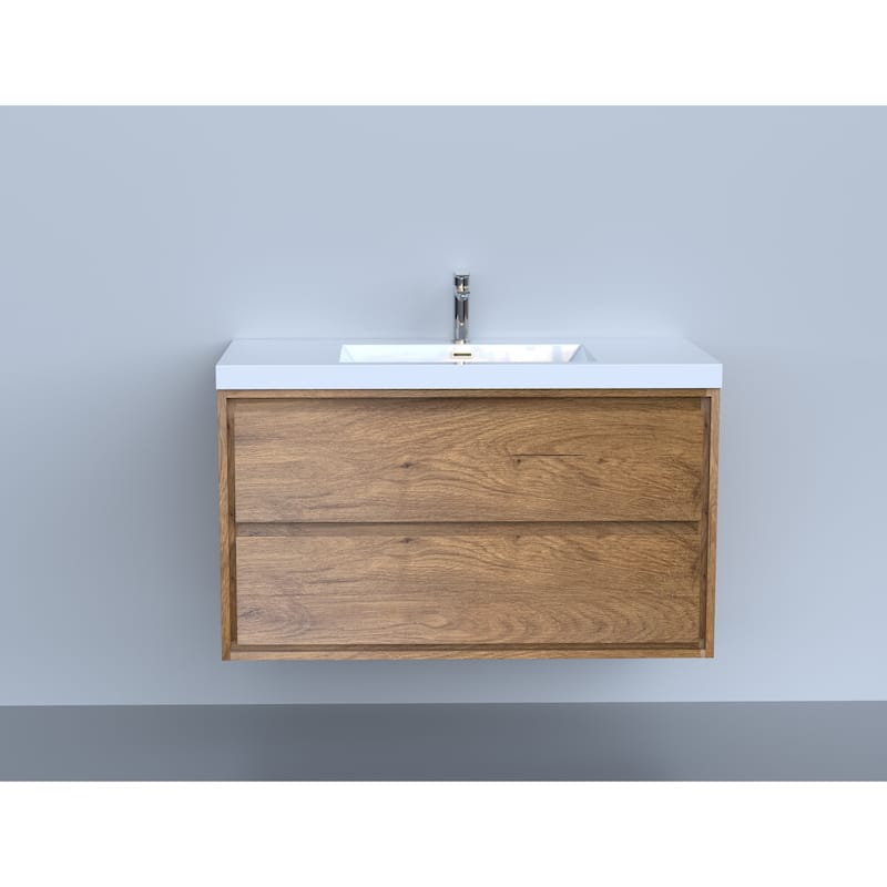 Sage 42" wall mounted bathroom vanity with single basin acrylic top