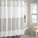 preview thumbnail 13 of 12, Porch & Den Onassis Modern Stripe Tassel Shower Curtain Grey