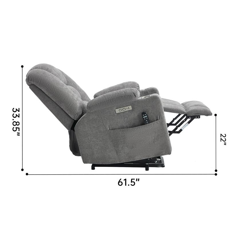 Large Power Lift Recliner with Massage & Heat - Heavy Duty Wide Recliner Chair for Elderly, USB/Type-C Charging, Cup Holders