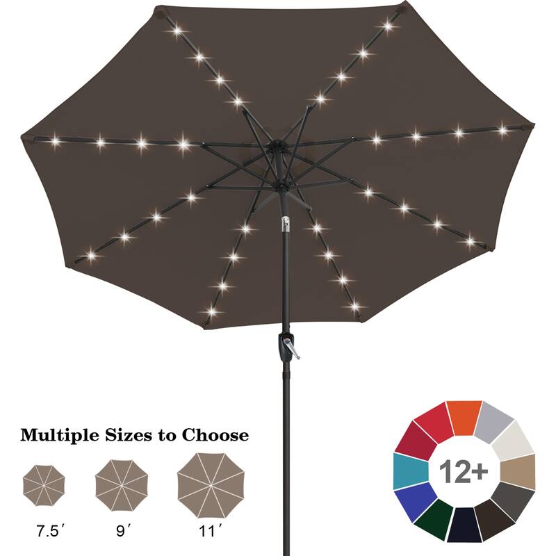 ABCCANOPY 10.5FT Outdoor Patio Solar Umbrella with 32LED Lights