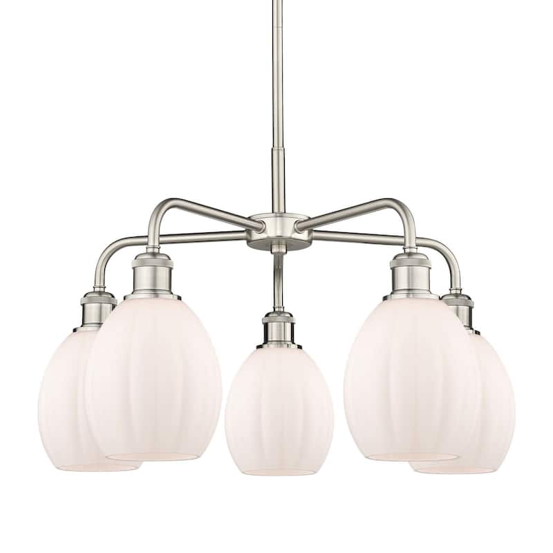 Innovations Lighting 516-5CR-16-24 Eaton Chandelier Eaton 5 Light 24" - Satin Nickel / Matte White