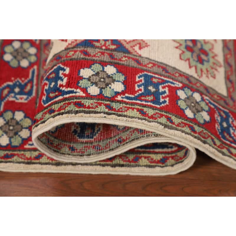 Traditional Red Kazak Foyer Rug Hand-Knotted Wool Carpet - 2'10" x 3'11"