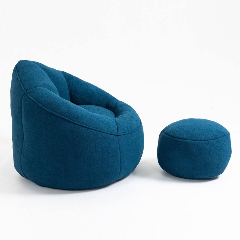 Compressed Foam Bean Bag Chair with Footrest - Plush Lounger for Modern Living Spaces
