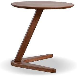 Mid-Century Modern Round Wood Side Table with V-Shape Base for Living ...
