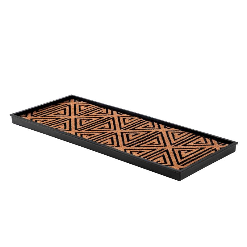 Jani Natural & Recycled Rubber Boot Tray with Tan & Black Tribal Coir Insert - Medium