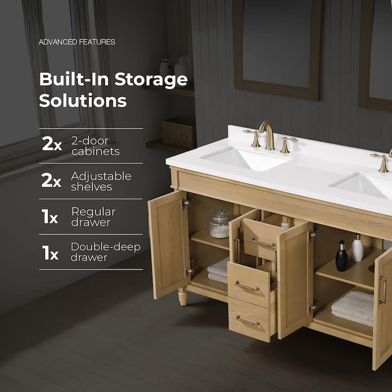 Salisbury Bathroom Vanity with White Engineered Marble Top