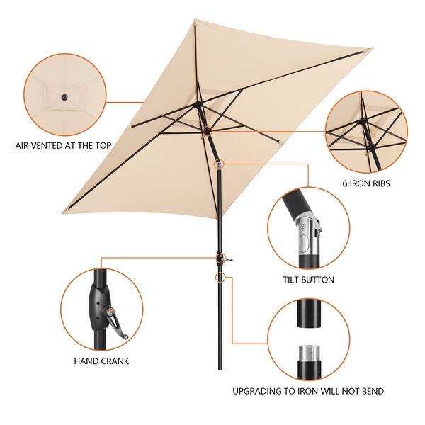 Ainfox 10ft x 6ft Rectangle Patio Umbrella with Push Button ...