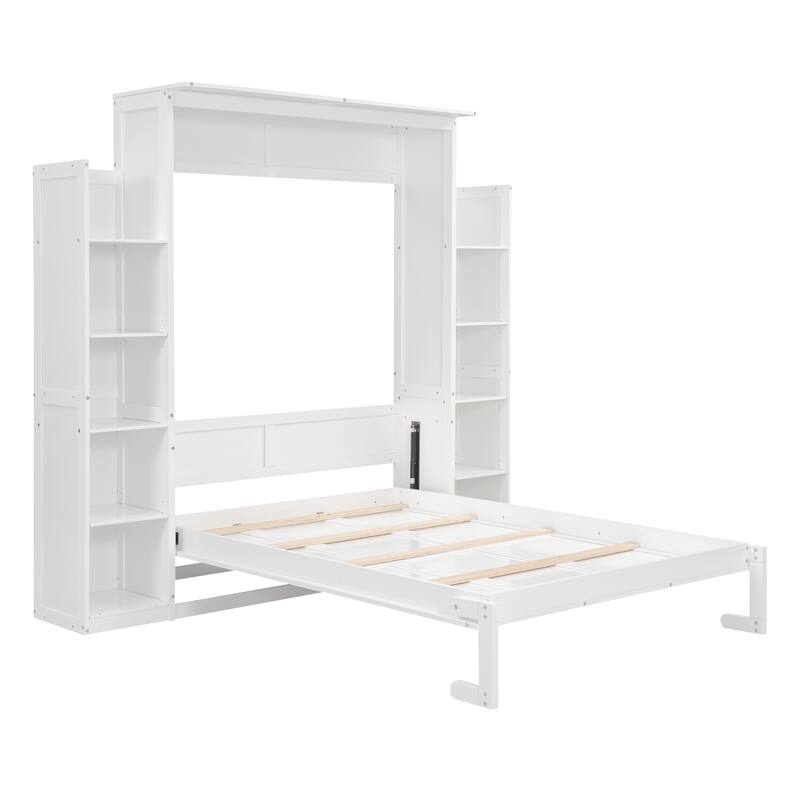 Full Size Murphy Bed with Shelves and LED