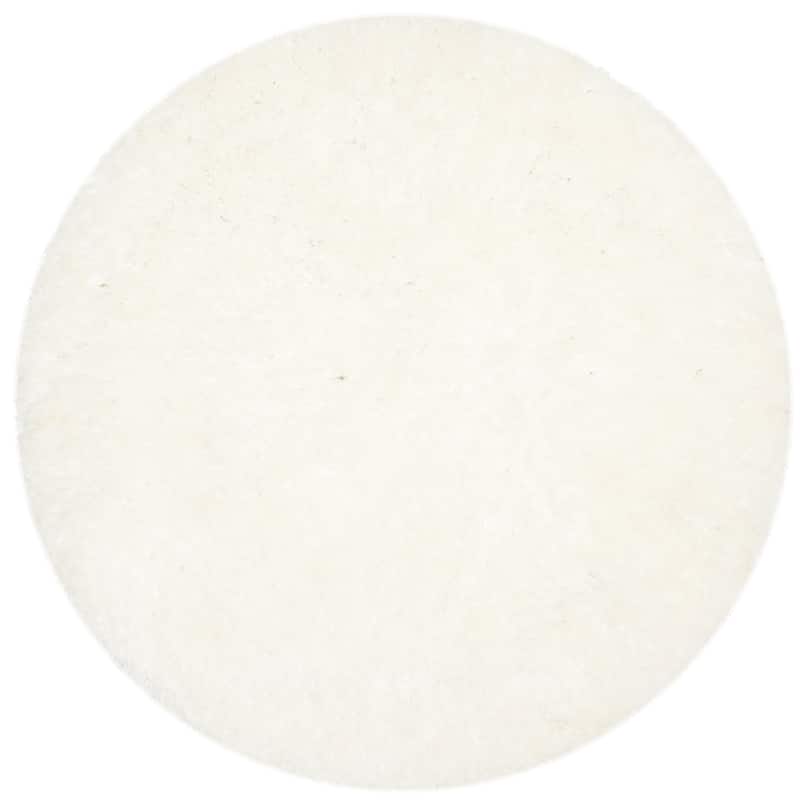 SAFAVIEH Handmade Arctic Shag Guenevere 3-inch Extra Thick Rug - 7' x 7' Round - Ivory